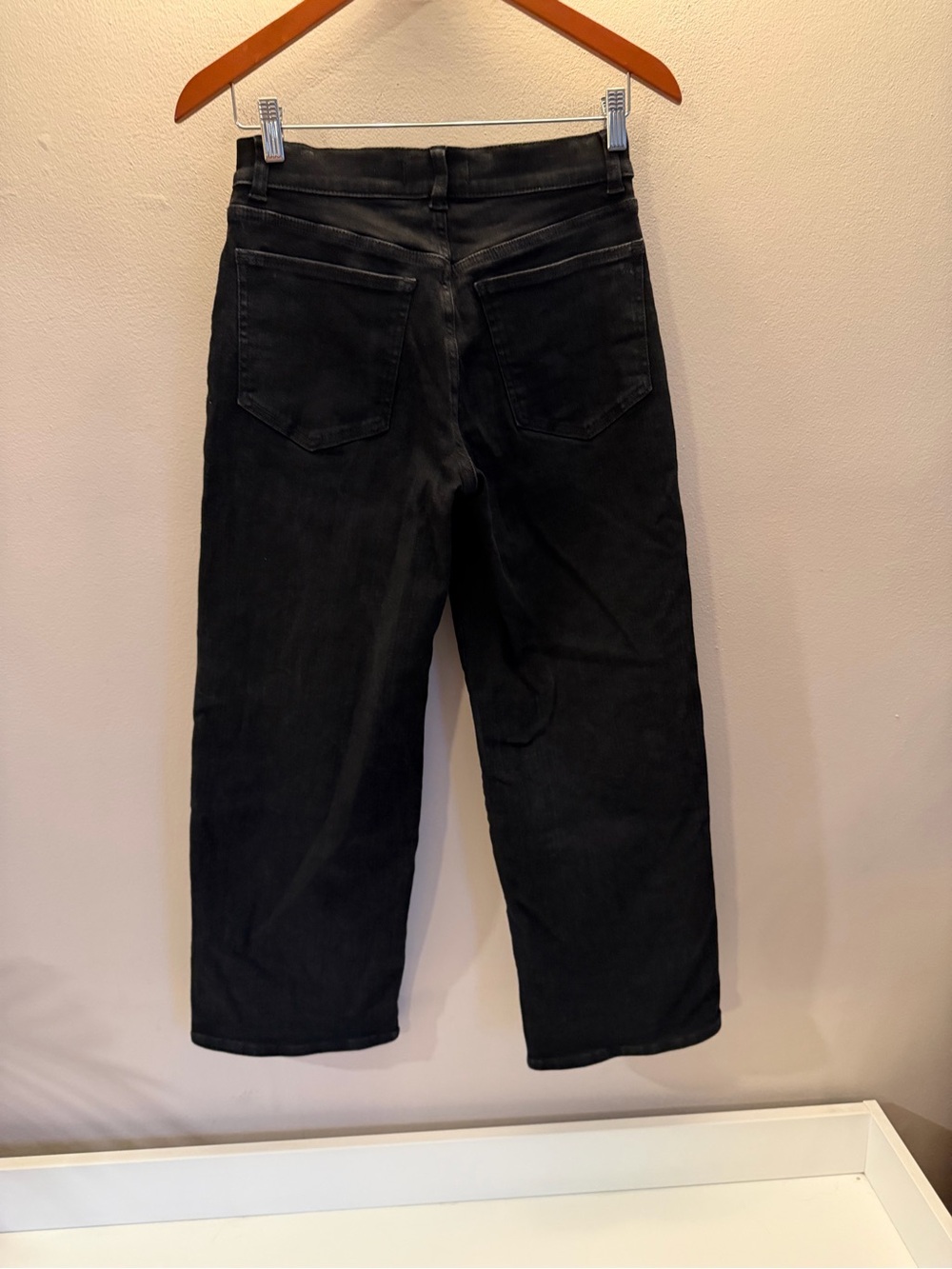 Madewell The Perfect Vintage Wide-Leg Jeans Black 26P Petite High Rise Denim